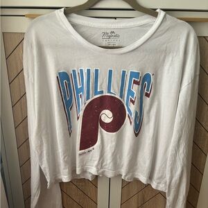 PHILADELPHIA PHILLIES CROP LONG SLEEVE*majestic Thread* MEDIUM CROP